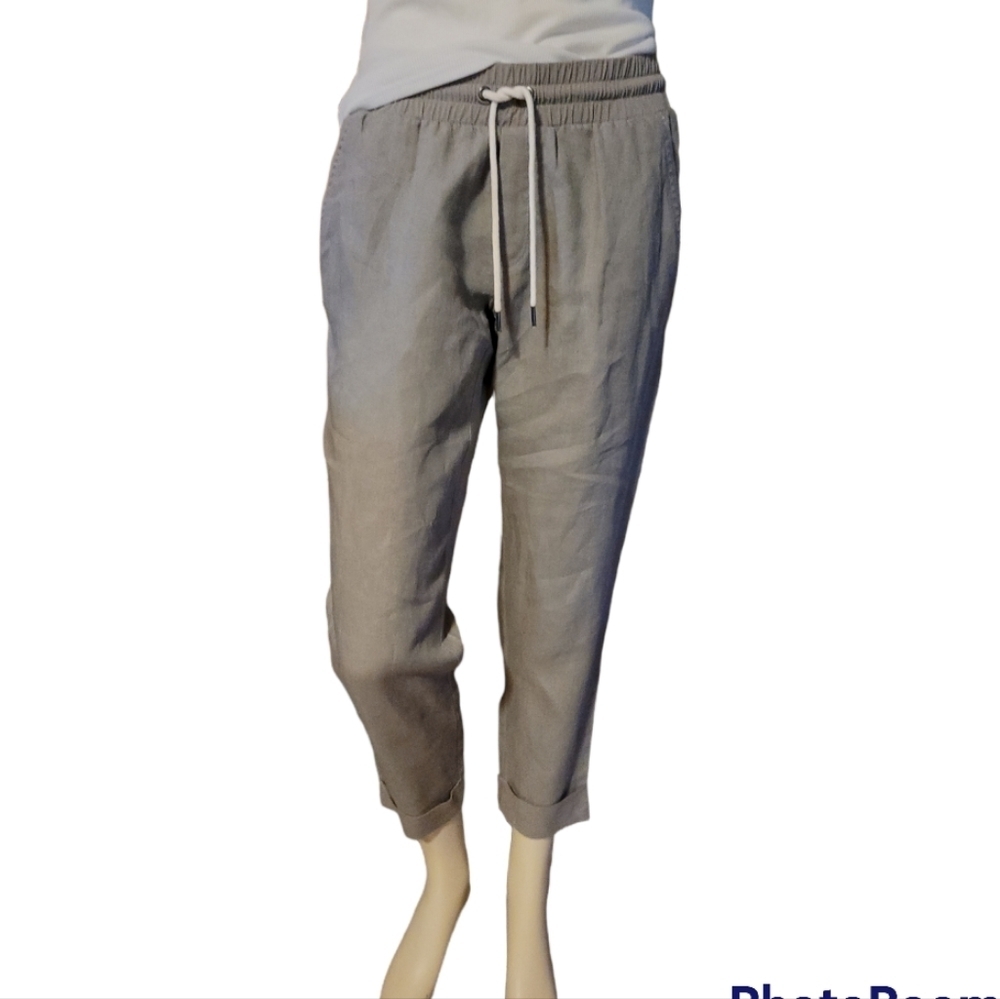 Athleta* Bali* Linen* Capri Pants with Cuff* Gray* Sz 4